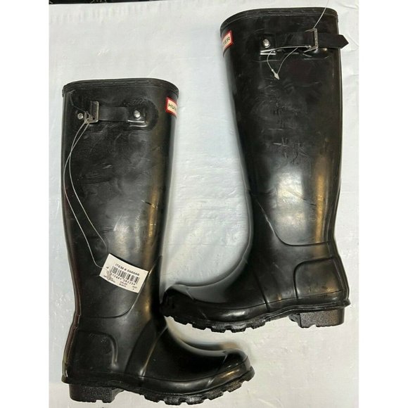 Hunter Womens Rubber Rain BOOTS Original Tall Black Gloss SIZE 5 - Picture 1 of 5